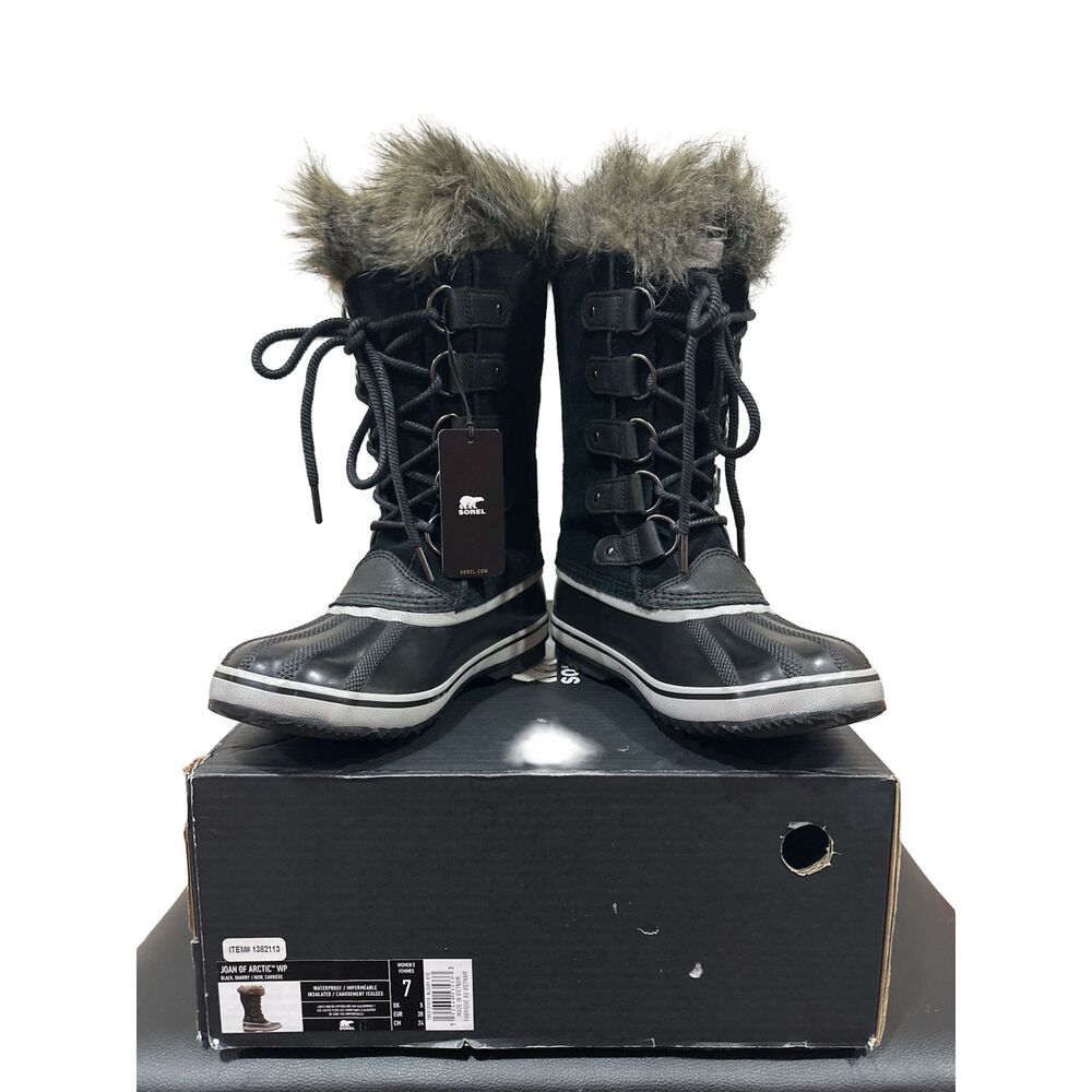 SOREL Women's Joan of Arctic Waterproof Boot Auth with Box Quarry Black Size 7